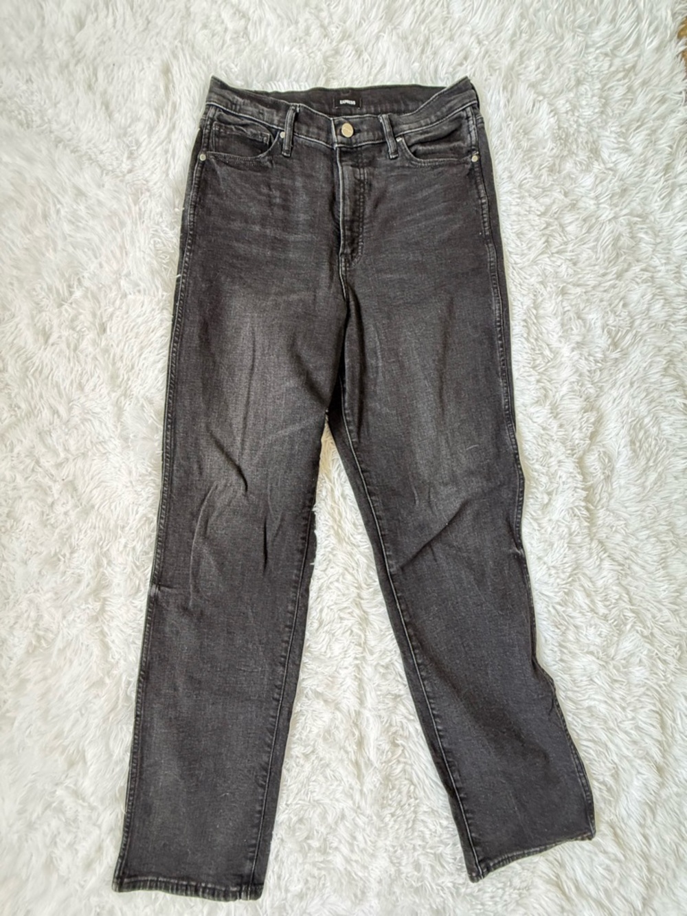 Express Black High-Rise Straight Leg Jeans